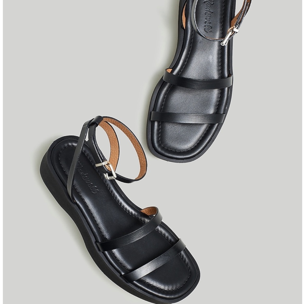 Madewell Black Strappy Leather Sandals